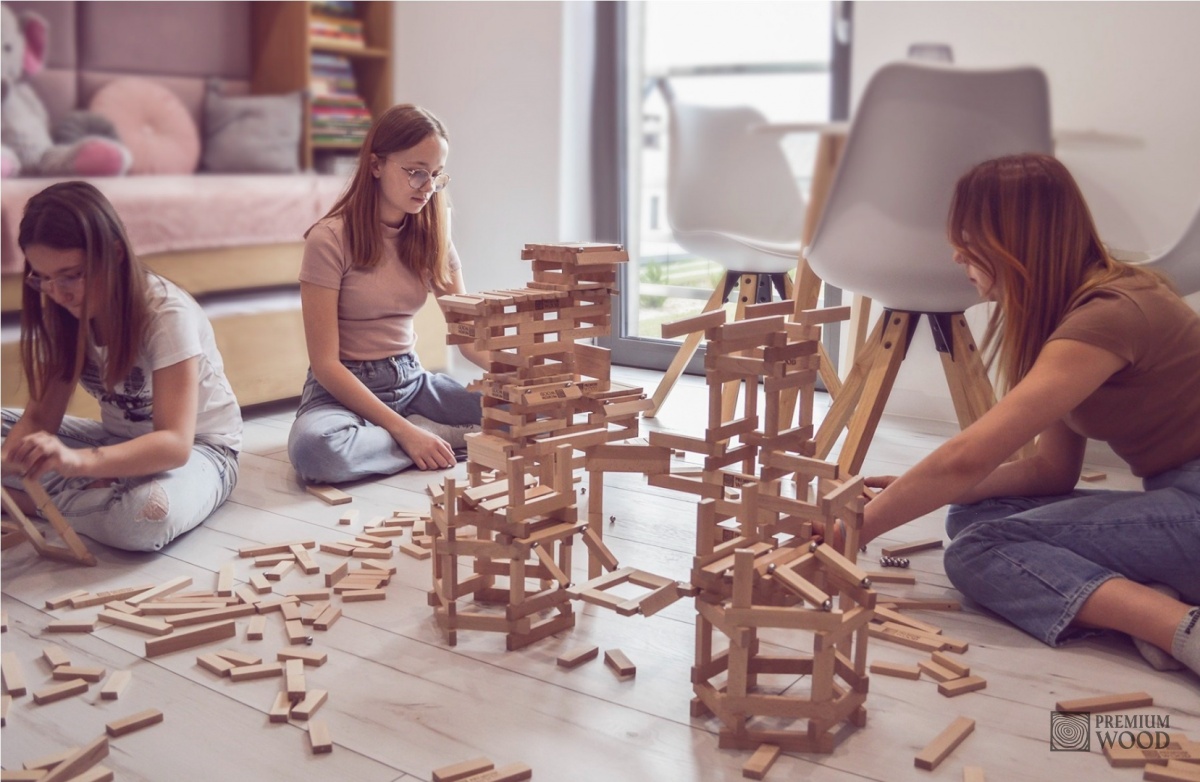 Zestaw drewnianych klocków konstrukcyjnych magnetycznych Premium Wood
