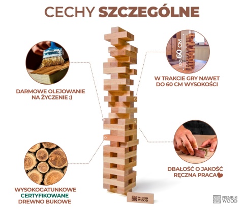 Jenga XXL - duża drewniana wieża (54 klocki)