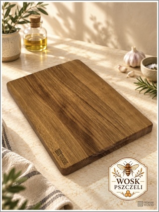 Dębowa deska do krojenia 29 × 19 cm – wosk pszczeli