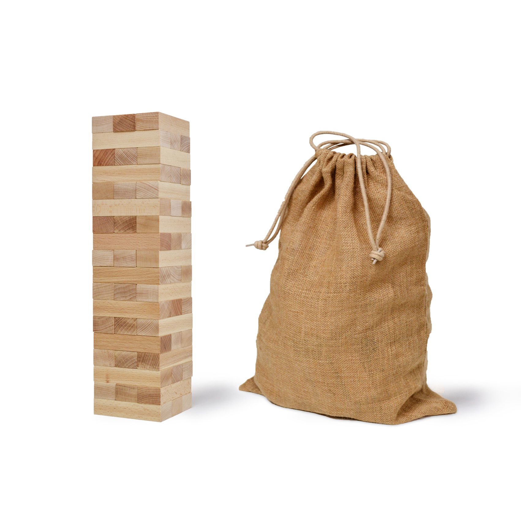 wieża jenga i worek